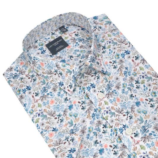 Leo Chevalier Design Multi Color Floral Print Men's Casual Cotton Short Sleeve Shirt