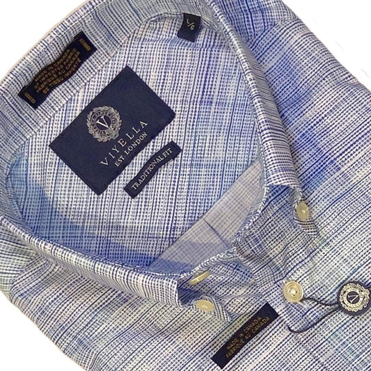 Viyella Blue Print Short Sleeve Shirts for Men: Breathable & Comfortable Fit