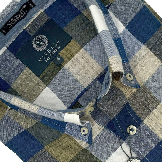 Viyella Expertly Crafted bLUE Plaid Madras Shirts The Abbey's Finest