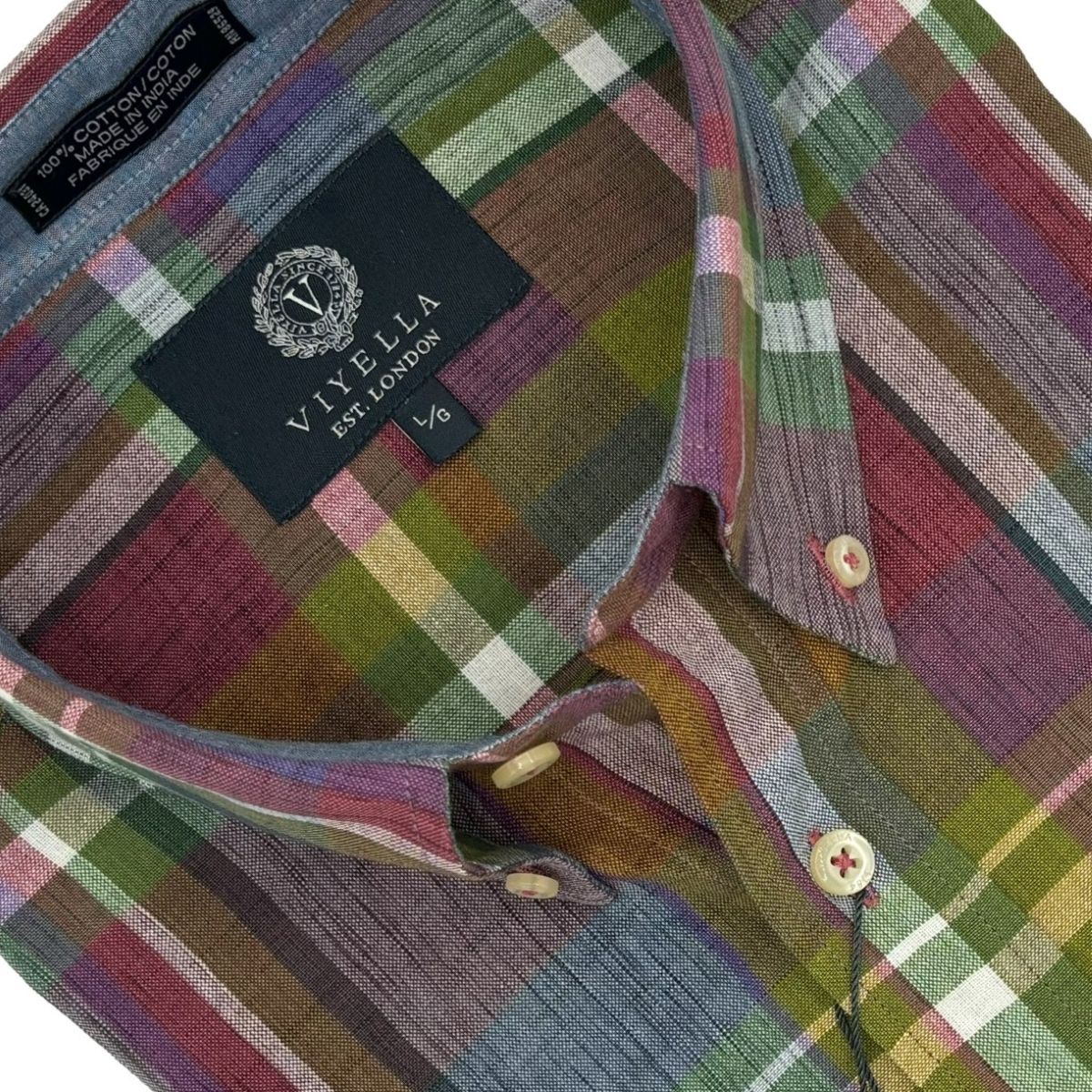 Viyella Multi Colored Plaid Madras Short Sleeve Shirts