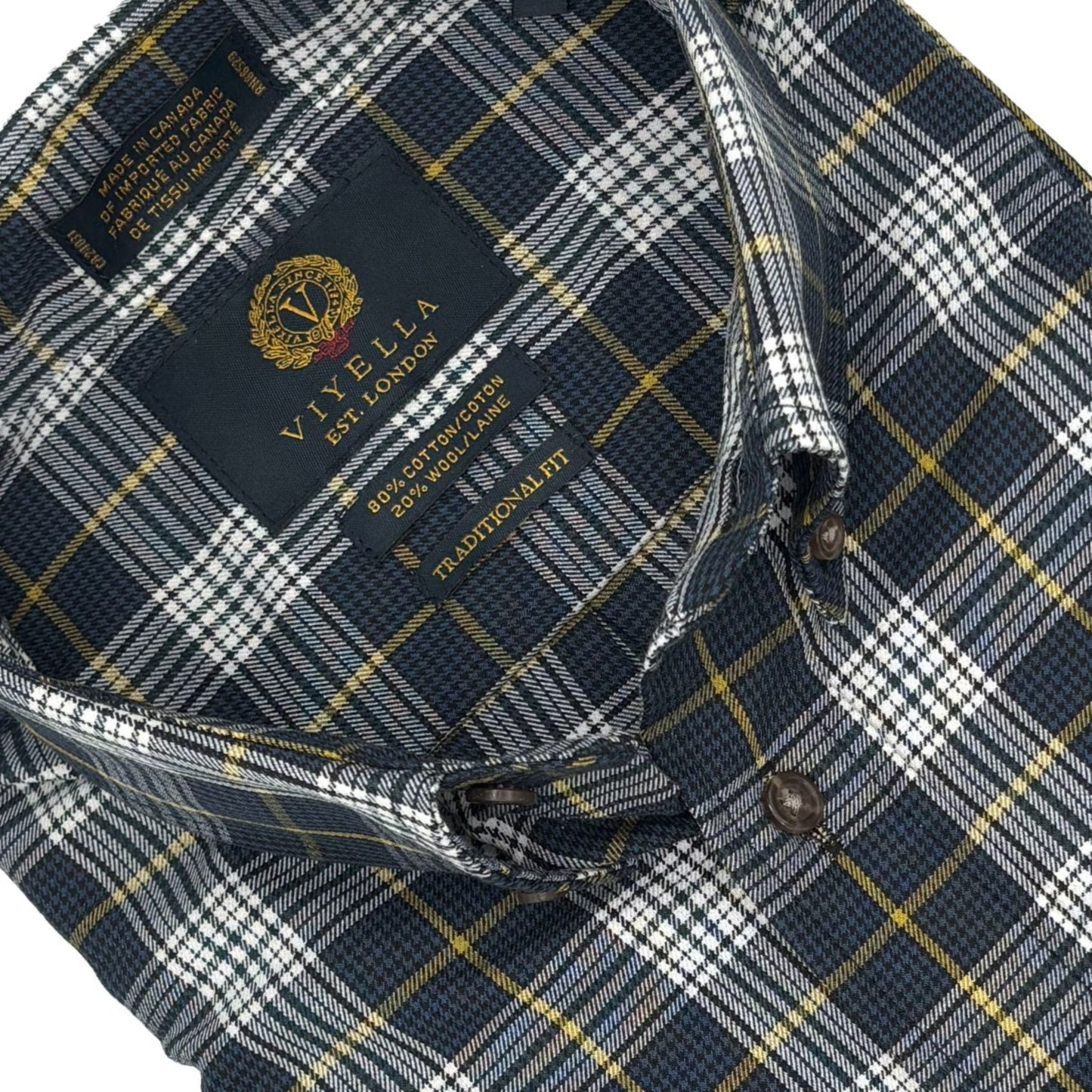 Viyella 80% Cotton & Wool Twilight Blue Long Sleeve Shirt – Soft & Warm