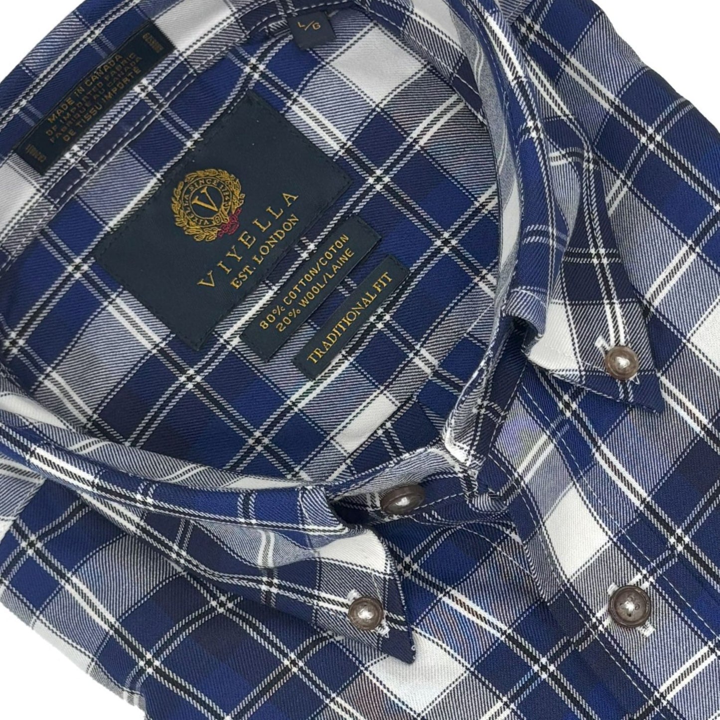 Viyella Blue Plaid Long Sleeve Men's Button-Down – Classic & Stylish