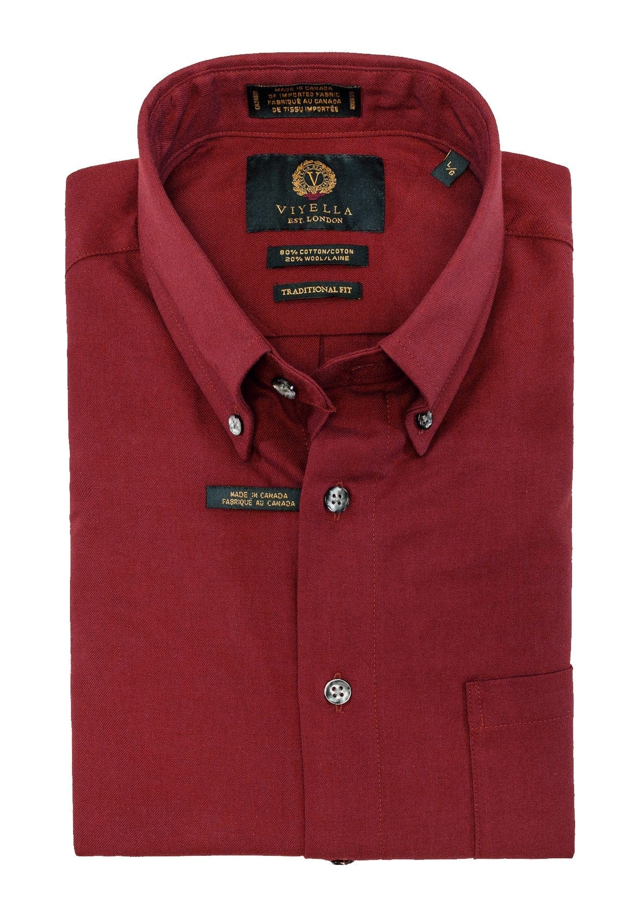 Viyella Canadian Made Solid Color Button-Down Collar Classic Sport Shirts 7-Colors