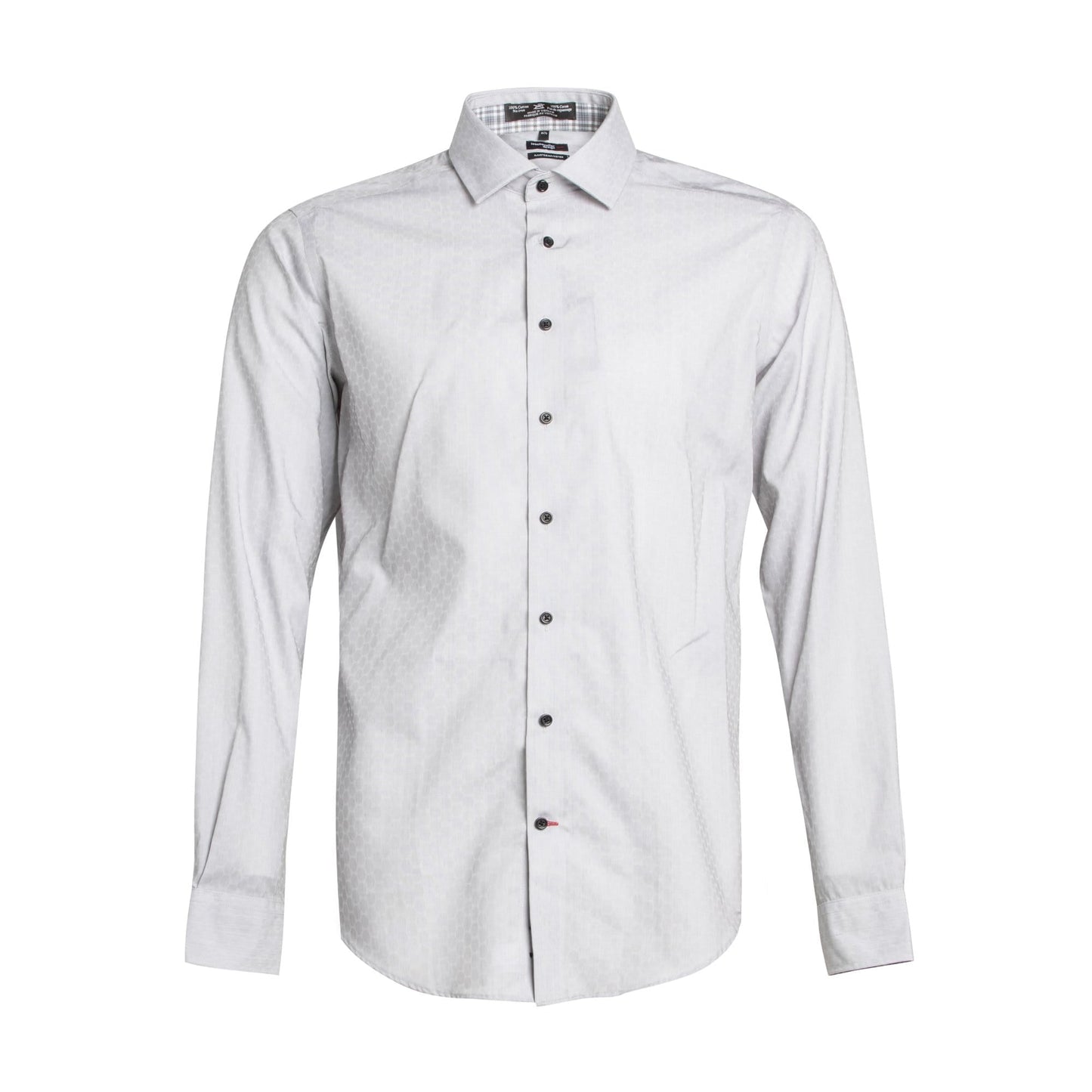 Leo Chevalier Design Mens Leo Chevalier Fitted Grey Cotton Non Iron Dress Shirts