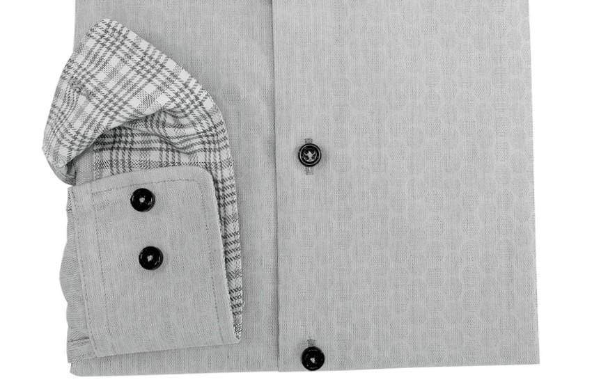 Leo Chevalier Design Mens Leo Chevalier Fitted Grey Cotton Non Iron Dress Shirts