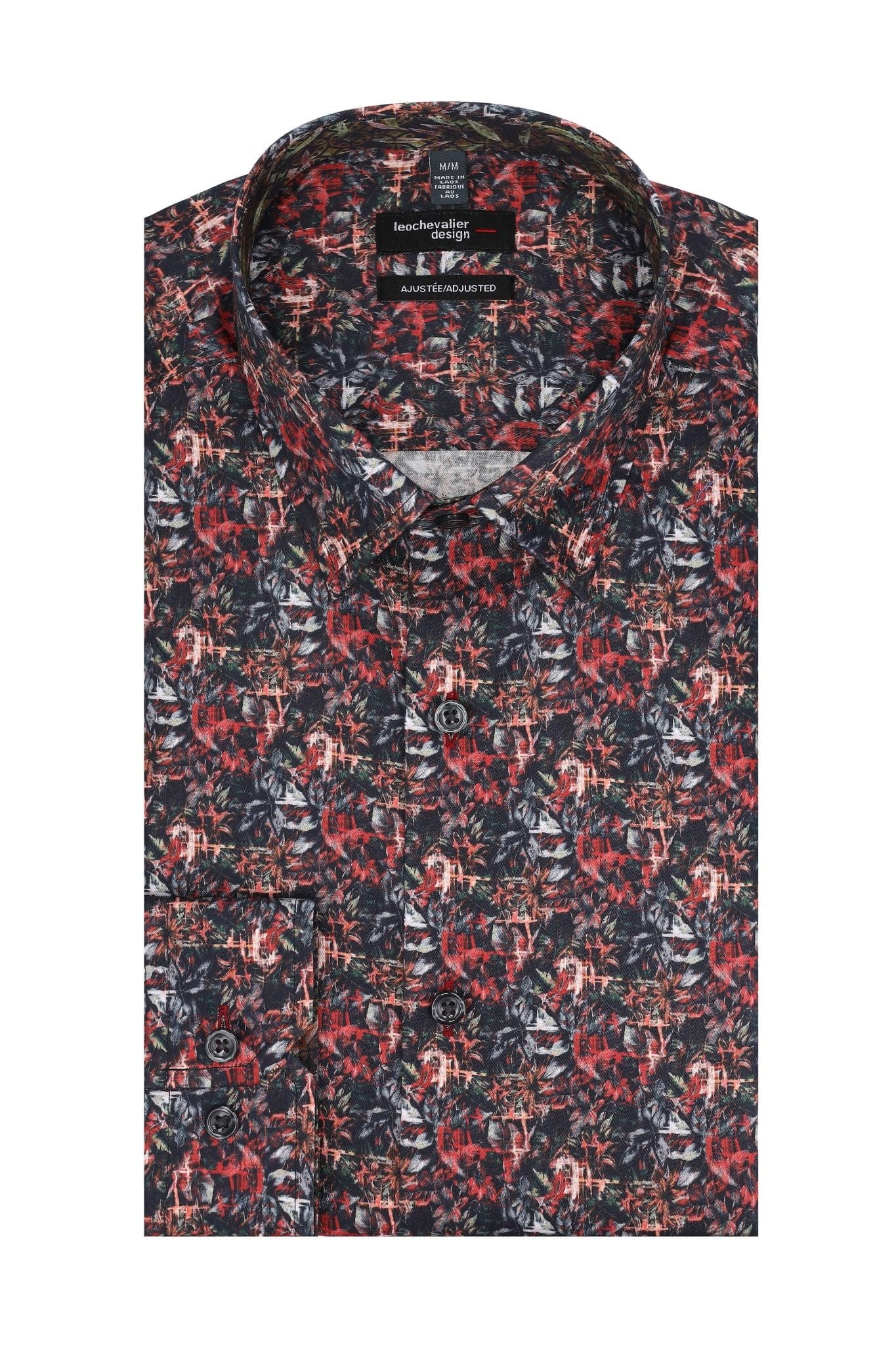 Leo Chevalier Design Vibrant Multi Color Autumn Print Men's Casual Long Sleeve Slim Fit Shirt