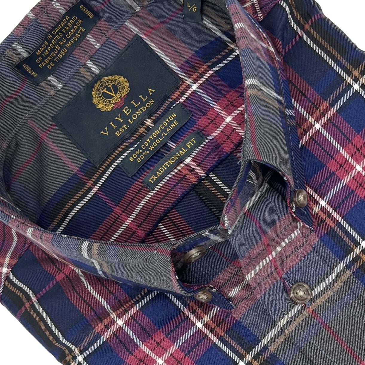 Viyella Charcoal Plaid Long Sleeve Men's Button-Down – Sophisticated Style