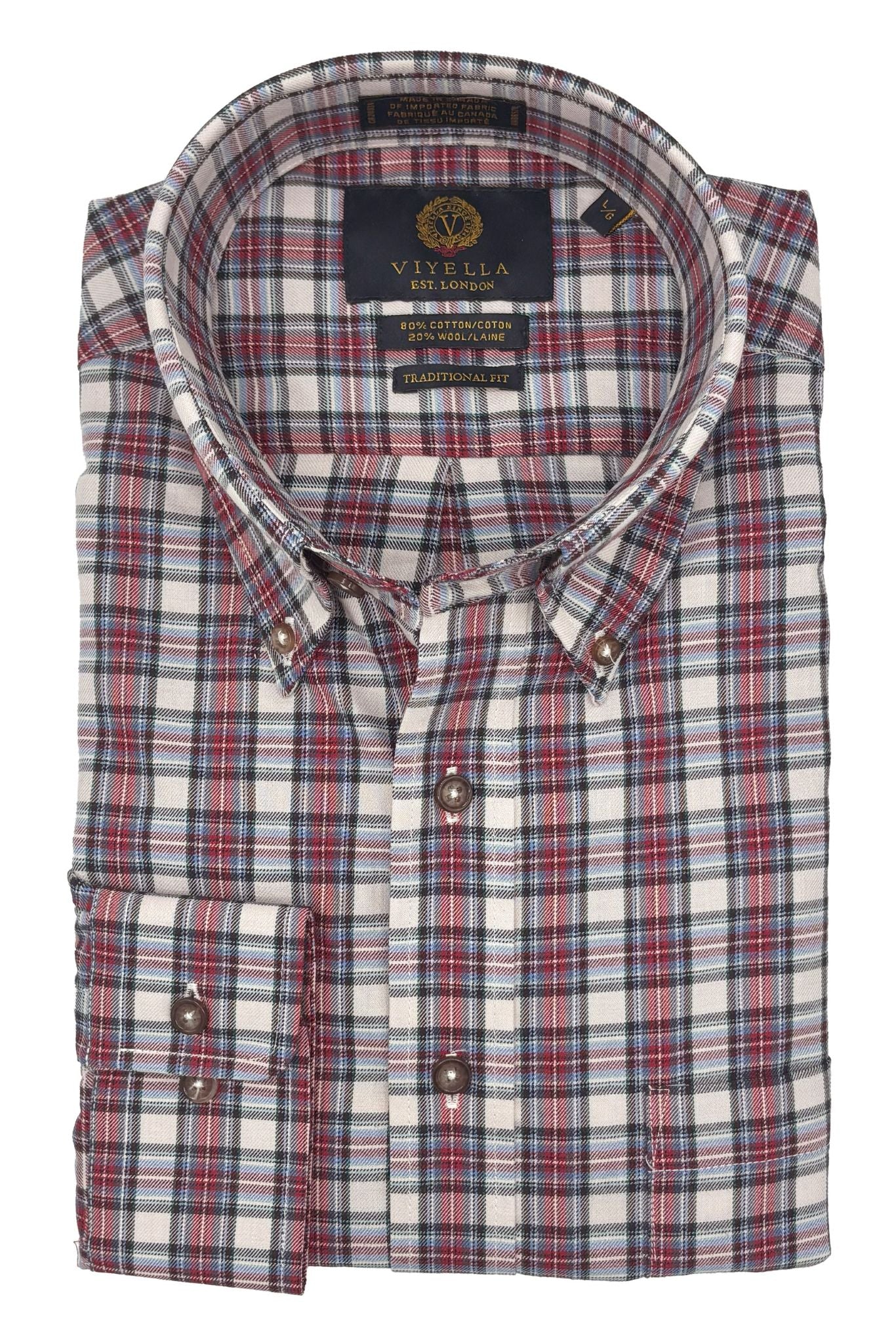 Viyella Chambray Red & Black Plaid Long Sleeve Sport Shirt for Winter