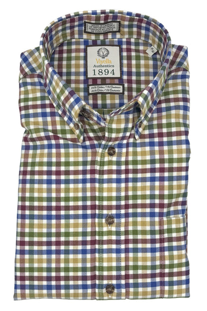 Viyella Multi Colored Gingham Men's Casual Long Sleeve Sport Shirt