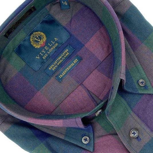 Viyella Add a Touch of Class to Your Outfit with our Multi Green Plaid Long Sleeve Button Down Shirts - Made In Canada!