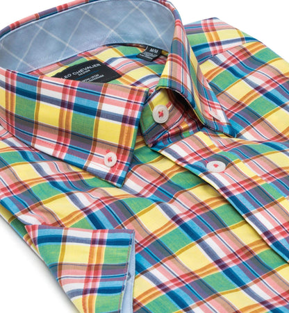 Leo Chevalier Design Bright Multi Colored Leo Chevalier Cotton Short Sleeve Shirts