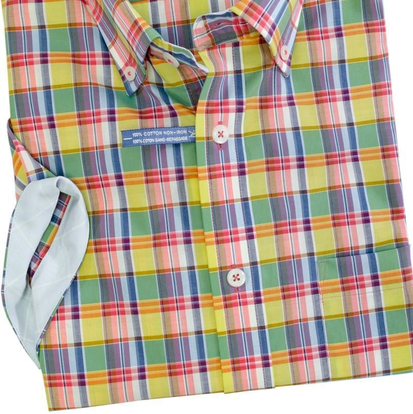 Leo Chevalier Design Bright Multi Colored Leo Chevalier Cotton Short Sleeve Shirts