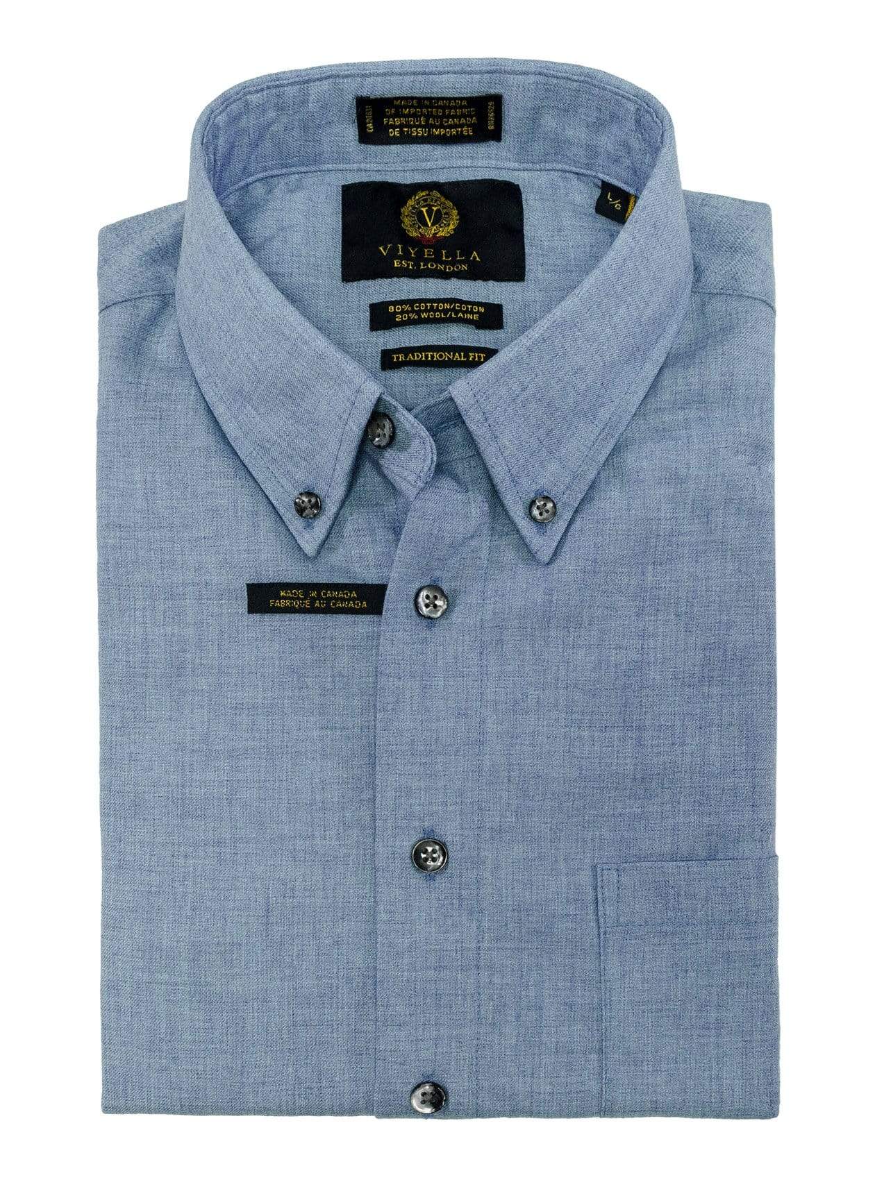 Viyella Canadian Made Solid Color Button-Down Collar Classic Sport Shirts 7-Colors