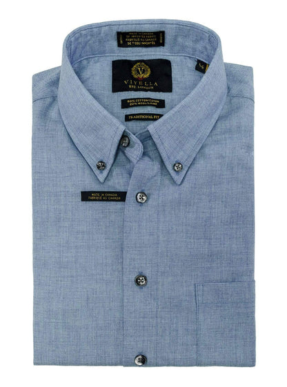Viyella Canadian Made Solid Color Button-Down Collar Classic Sport Shirts 7-Colors