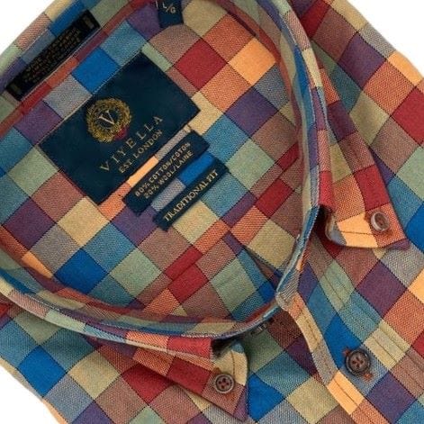 Viyella Canadian Made Viyella Multi Spice Check Button Down Long Sleeve Shirts