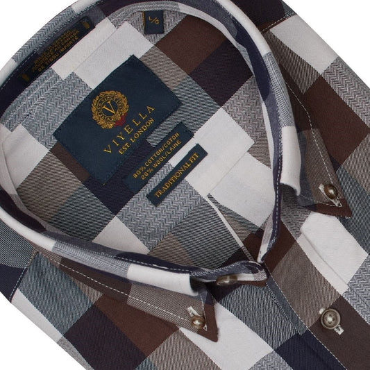 Viyella Charcoal Check Cotton & Wool Long Sleeve Shirts