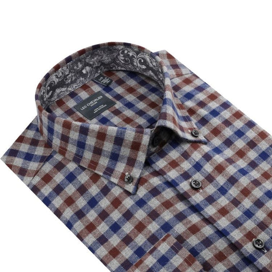 Leo Chevalier Design Leo Chevalier Charcoal Gingham Pattern Shirt - Timeless Elegance