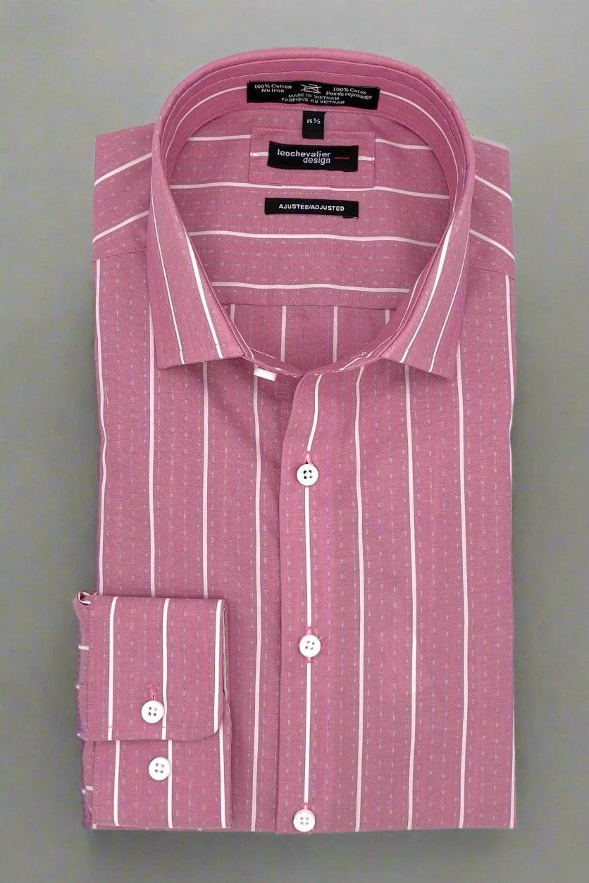 Leo Chevalier Design Classic Red Striped Men's Slim-Fit Business Shirts