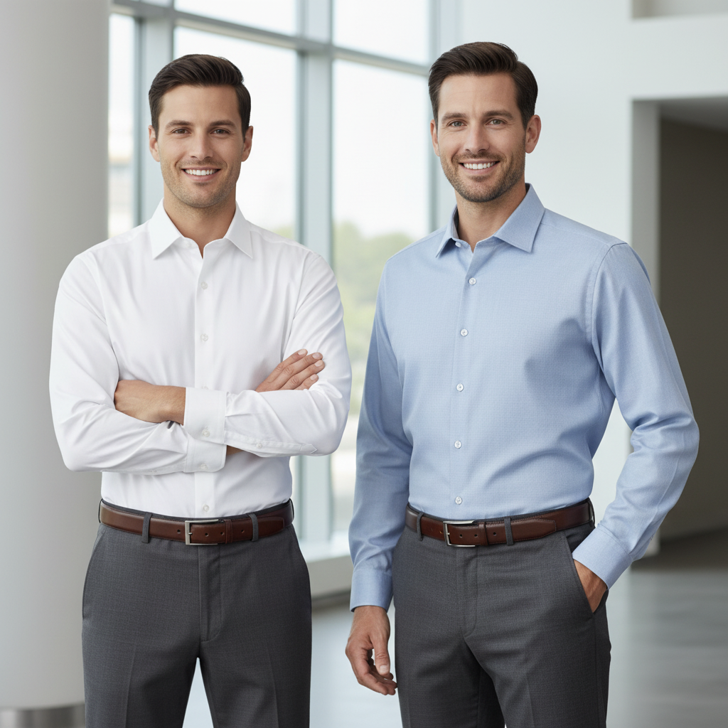 Leo Chevalier Design Men's Slim Fit Dress Shirts: Modern Elegance Redefined Available In 2 Colors