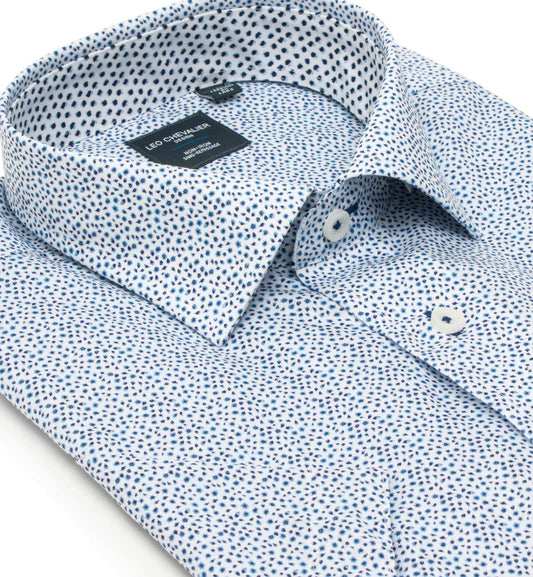 Leo Chevalier Design Contemporary Fit Blue Cotton Short Sleeve Sport Shirts Leo Chevalier