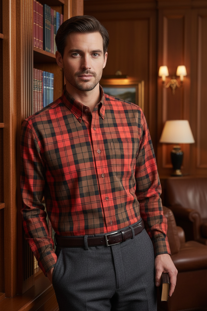 Viyella Paprika Plaid Long Sleeve Button Down – Bold & Stylish