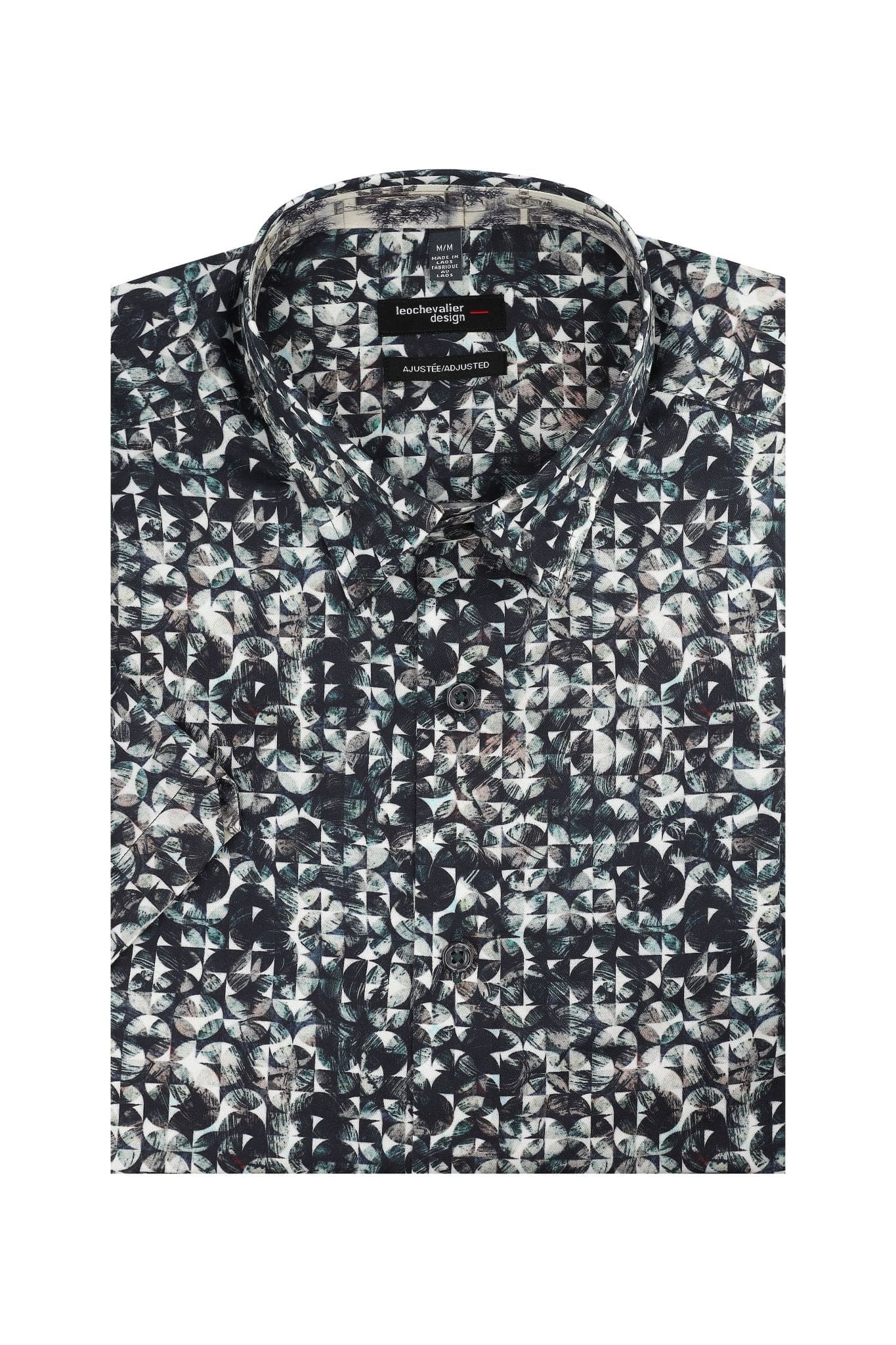 Leo Chevalier Design Green Abstract Print Short Sleeve Shirt