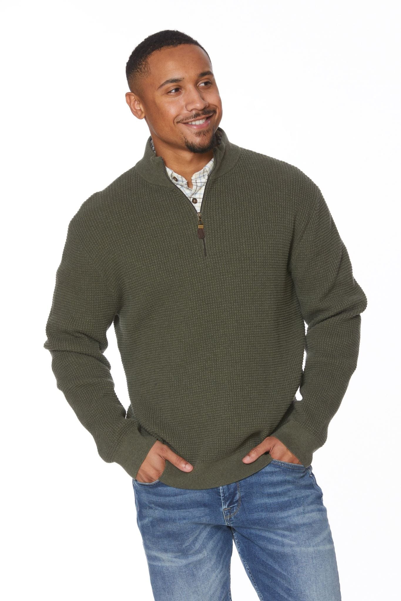 Mock neck quarter zip sweater sale