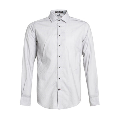 Leo Chevalier Design Mens Leo Chevalier Fitted Grey Cotton Non Iron Dress Shirts