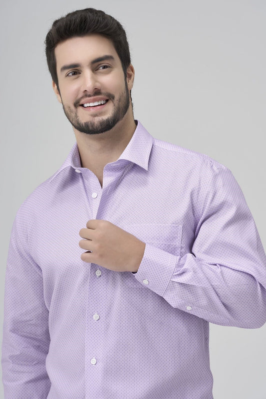 Leo Chevalier Design Mauve Print Men's Regular-Fit Dress Shirt