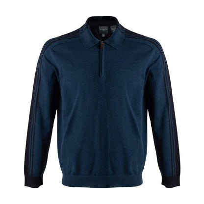 Leo Chevalier Design-L Leo Chevalier Mens 100% Cotton Blue Zip Polo Sweaters