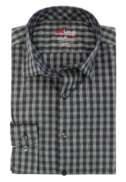 Leo Chevalier Design Leo Chevalier Voyage Performance Fitted Black Plaid Dress Shirts