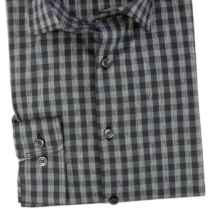 Leo Chevalier Design Leo Chevalier Voyage Performance Fitted Black Plaid Dress Shirts