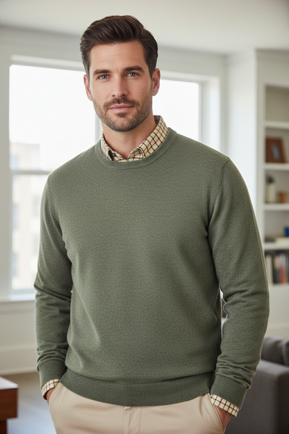 Viyella Elevate Your Wardrobe with Mens Crewneck Extra Fine Merino Wool Sweaters - Available in 6 Fashionable Colors