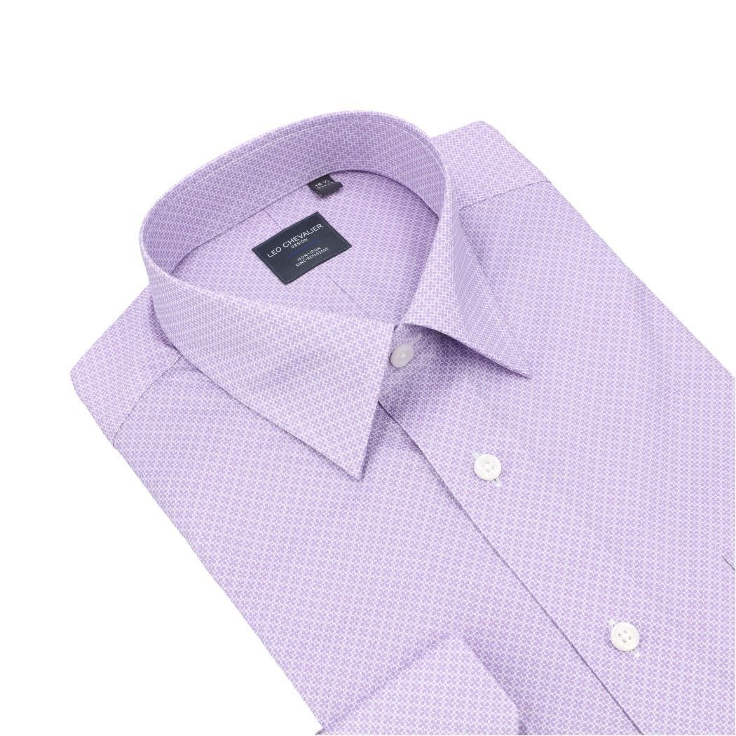 Leo Chevalier Design Mauve Print Men's Regular-Fit Dress Shirt