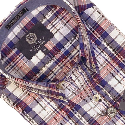 Viyella Men's Blue Plaid Madras Short-Sleeves Sport Shirts for Any Occasion