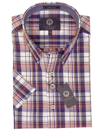 Viyella Men's Blue Plaid Madras Short-Sleeves Sport Shirts for Any Occasion