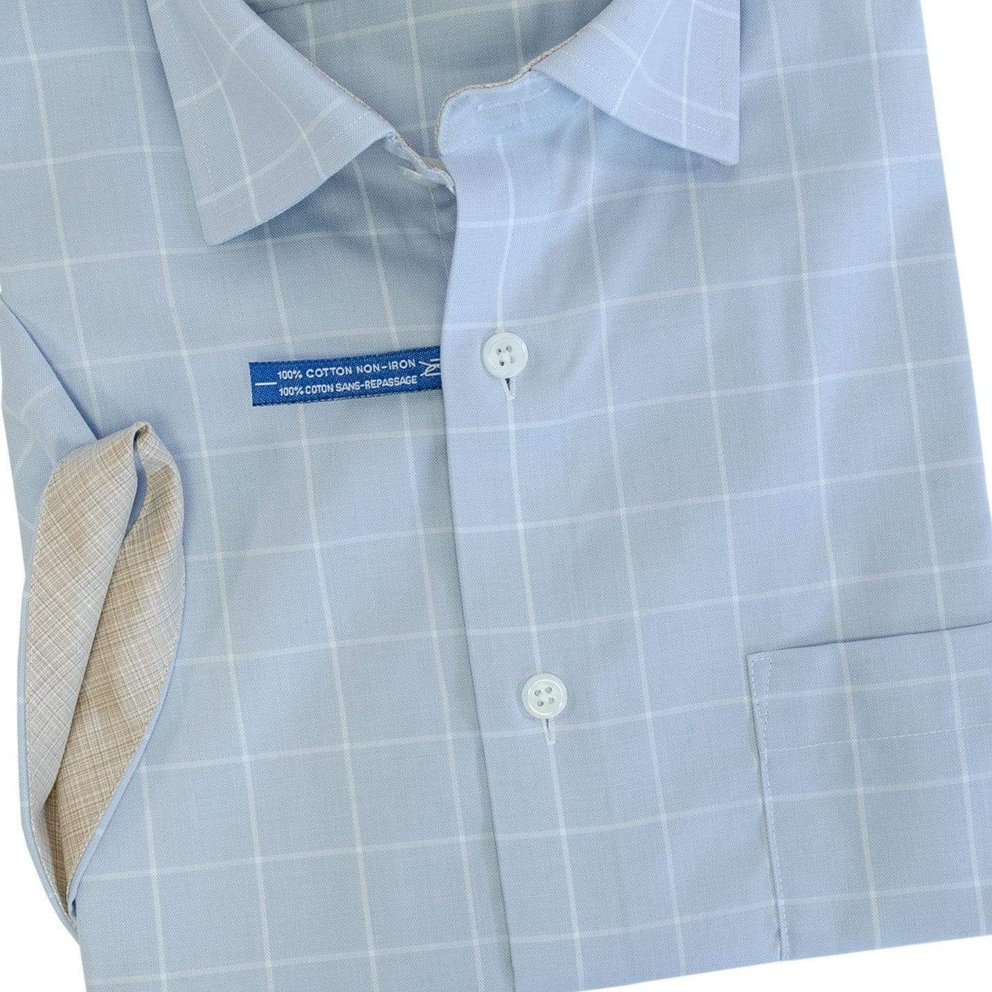 Leo Chevalier Design Mens Twilight Blue Leo Chevalier Cotton Non Iron Short Sleeve Sport Shirts