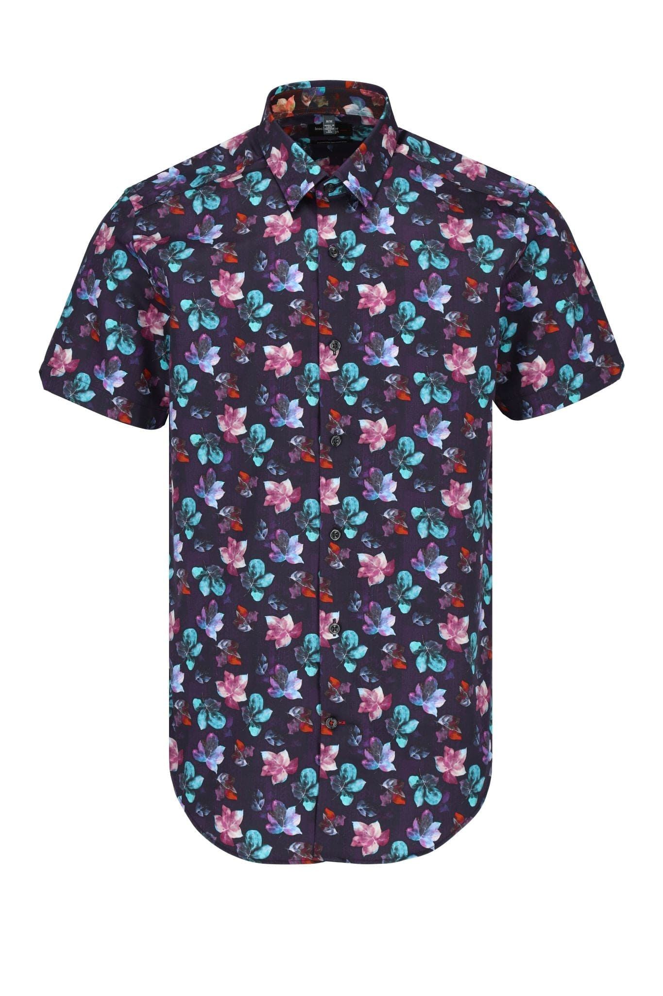 Leo Chevalier Design Multi Mauve Leaf Print Short Sleeve Shirt