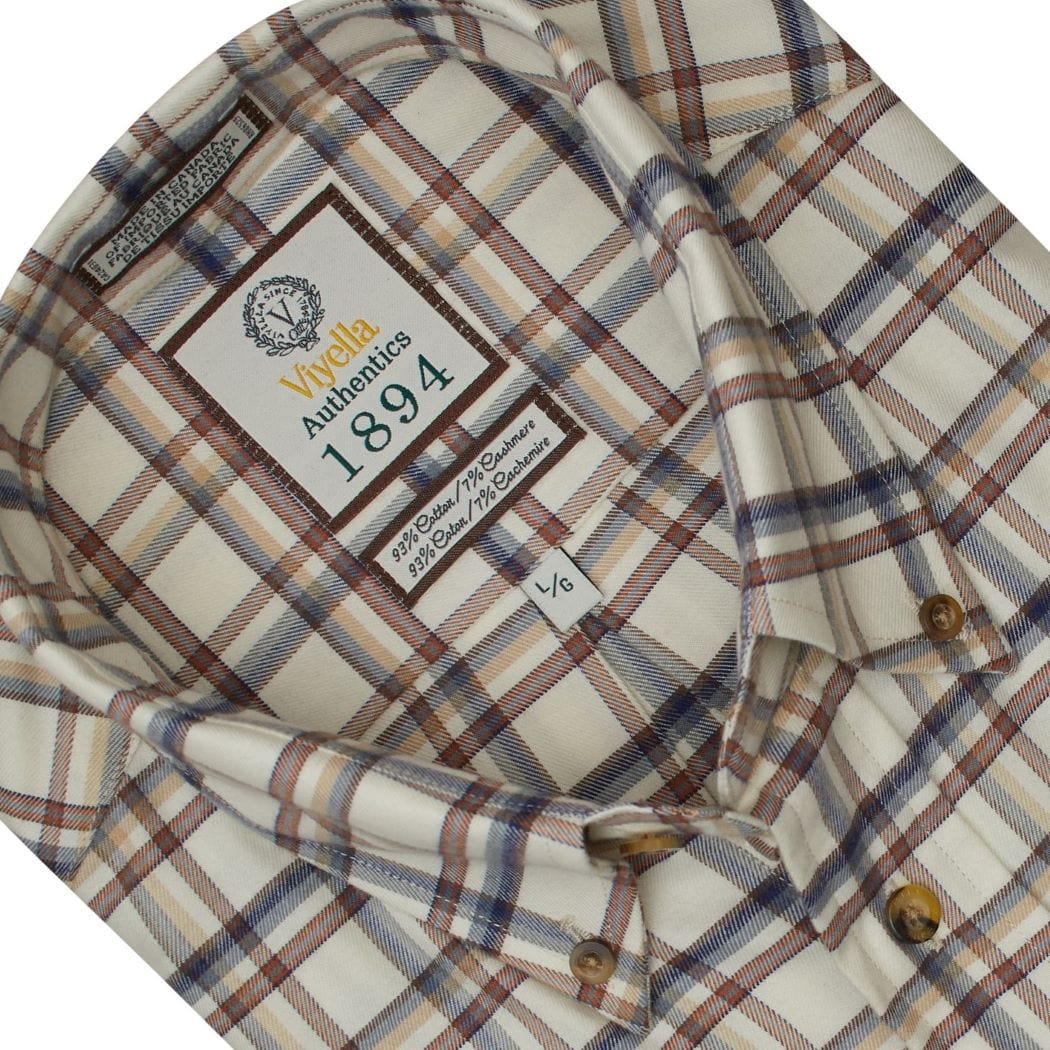 Viyella Natural Check Cotton & Cashmere Long Sleeve Shirts