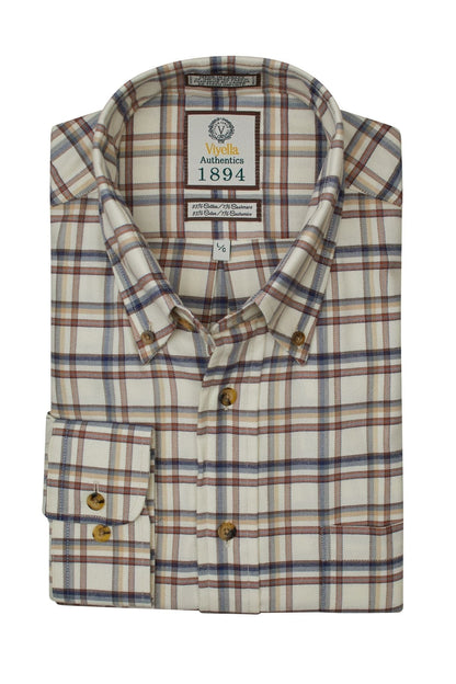 Viyella Natural Check Cotton & Cashmere Long Sleeve Shirts