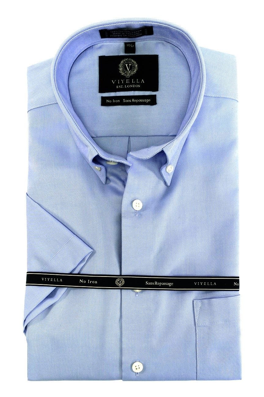 Viyella Non-Iron Short Sleeve Shirts in  White or Blue