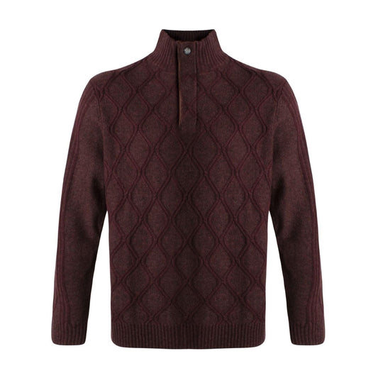 Viyella Raised Diamond Stitch Lambswool Quarter Zip Mockneck Sweater