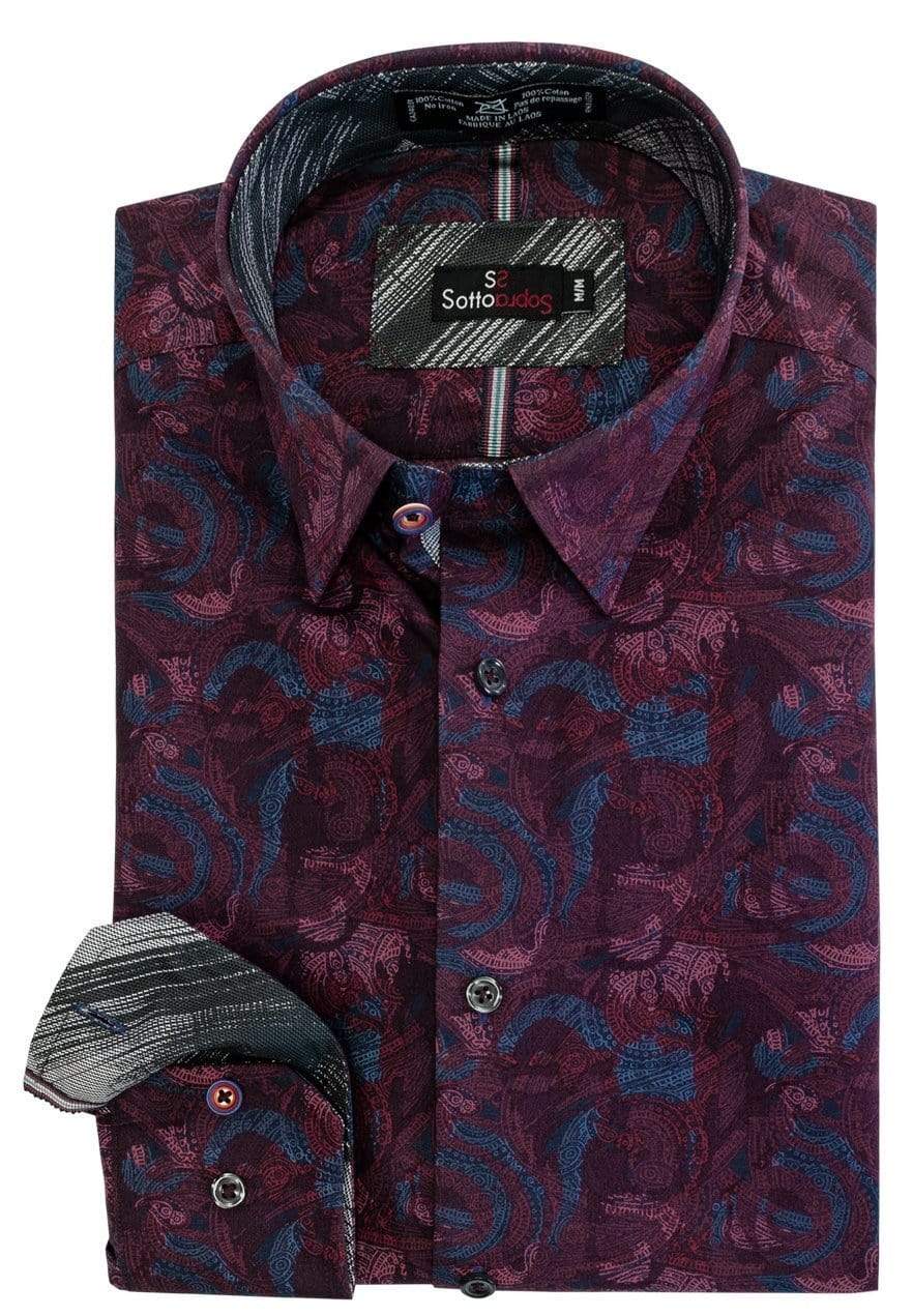 Sotto Sopra-L Sale Sotto Sopra Non Iron Print Sport Shirt Hidden Button-Down Collar