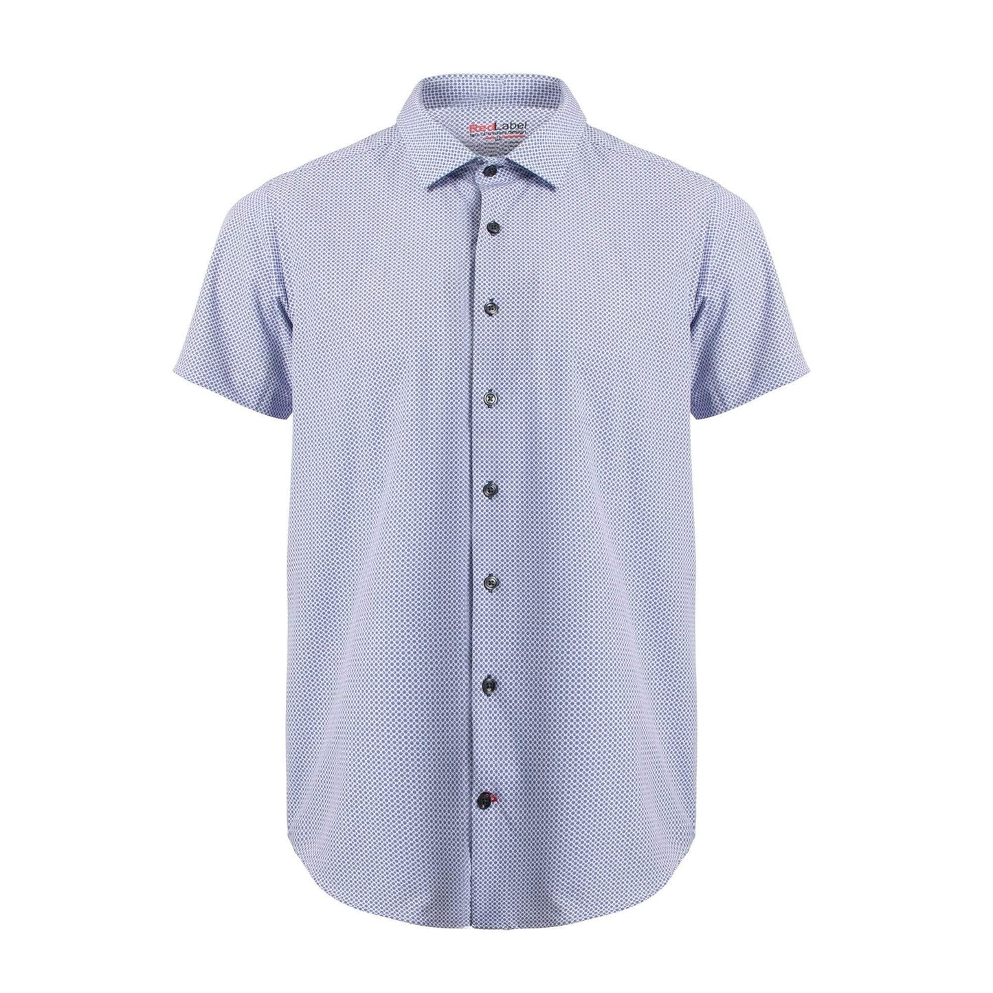 Leo Chevalier Design Short Sleeve Blue Print Voyage Performance Fitted Shirts Leo Chevalier