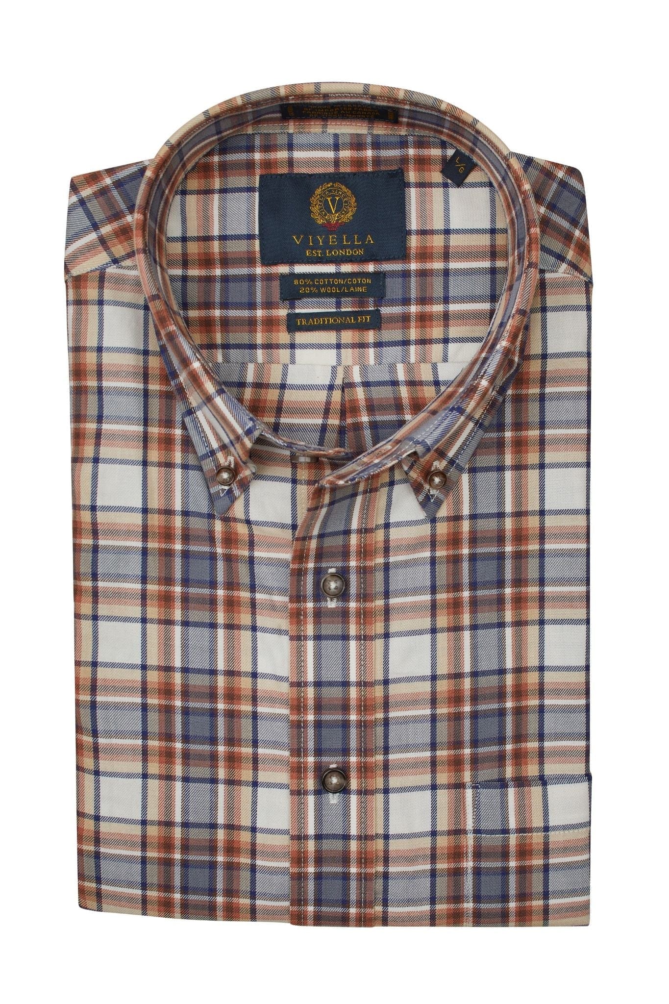 Viyella Sophisticated Shiitake Plaid Long Sleeve Button Down Shirts