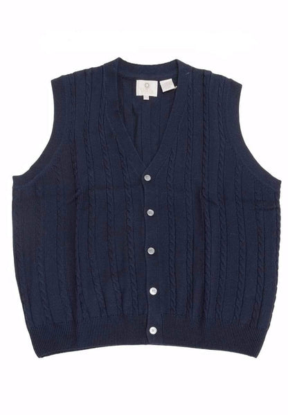 Viyella Stay Stylish and Cozy with our Extra Fine Merino Wool Cable Knit 5 Button Sweater Vest - Available in 11 Stunning Colors