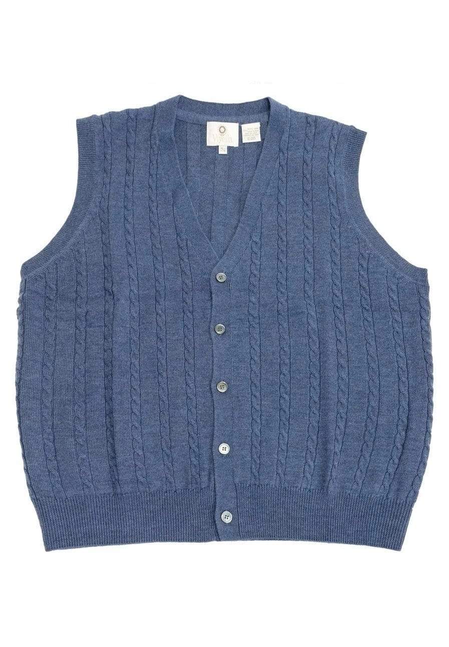 Viyella Stay Stylish and Cozy with our Extra Fine Merino Wool Cable Knit 5 Button Sweater Vest - Available in 11 Stunning Colors