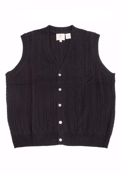 Viyella Stay Stylish and Cozy with our Extra Fine Merino Wool Cable Knit 5 Button Sweater Vest - Available in 11 Stunning Colors