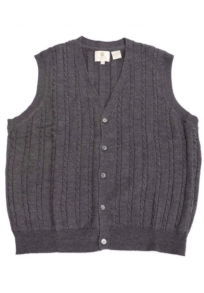 Viyella Stay Stylish and Cozy with our Extra Fine Merino Wool Cable Knit 5 Button Sweater Vest - Available in 11 Stunning Colors