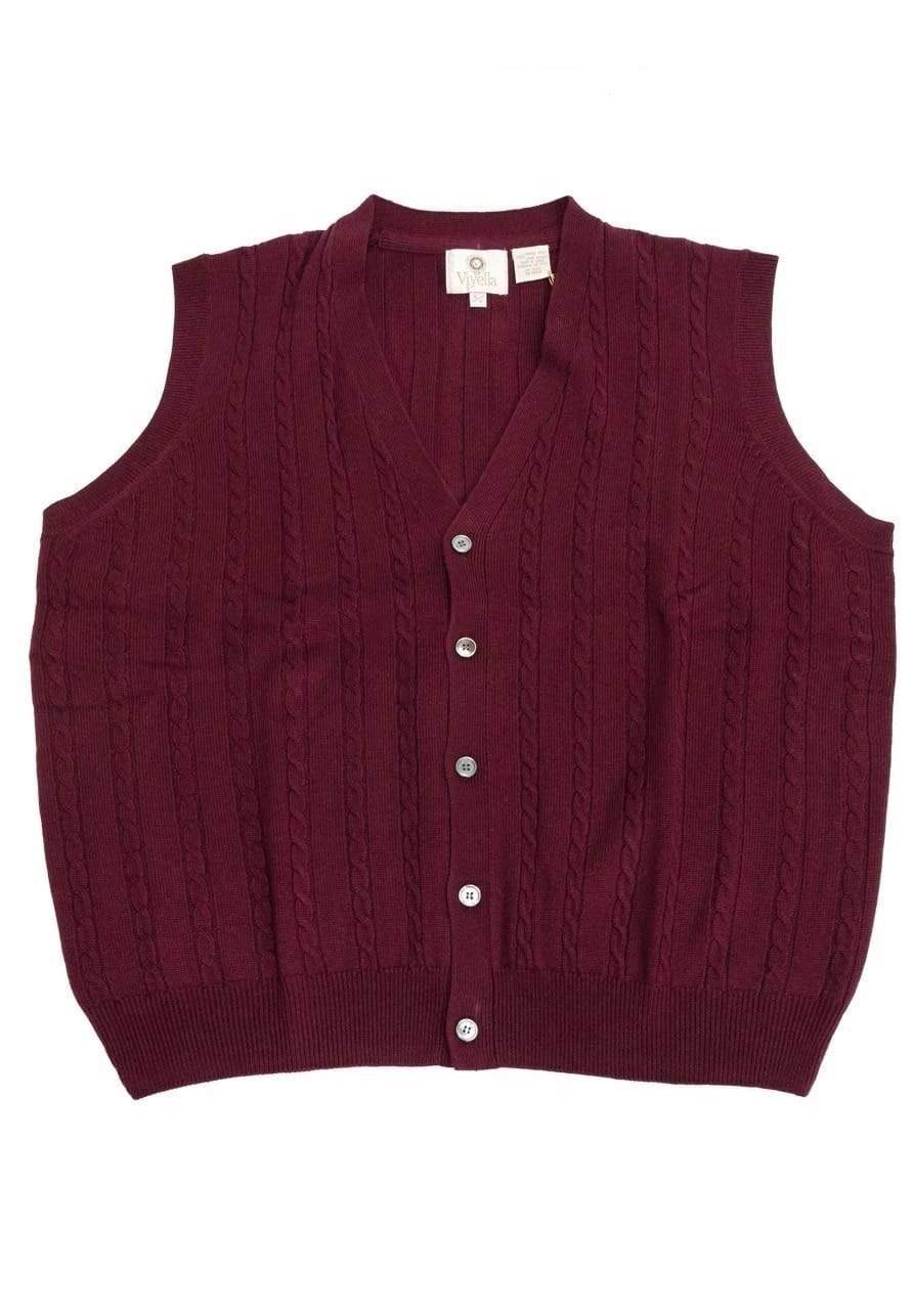 Viyella Stay Stylish and Cozy with our Extra Fine Merino Wool Cable Knit 5 Button Sweater Vest - Available in 11 Stunning Colors